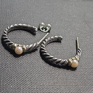 David Yurman Sterling Silver And 14k Gold Earings